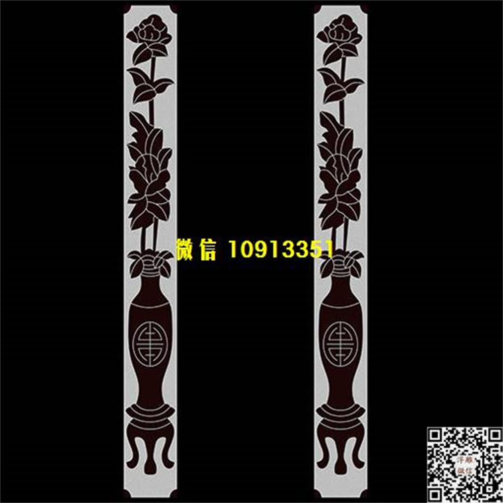 精雕图149花瓶牡丹墓碑板精雕图线雕图线条图单线铣底图_电脑雕刻plt文泰矢量图精雕图浮雕图